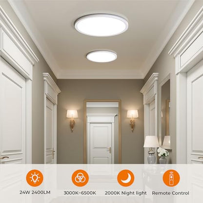 12in LED Flush Mount Ceiling Light Fixture with Remote Control