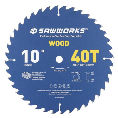 10" 40T Thin Kerf Circular Saw Blade General Woodworking (10 In 40T)