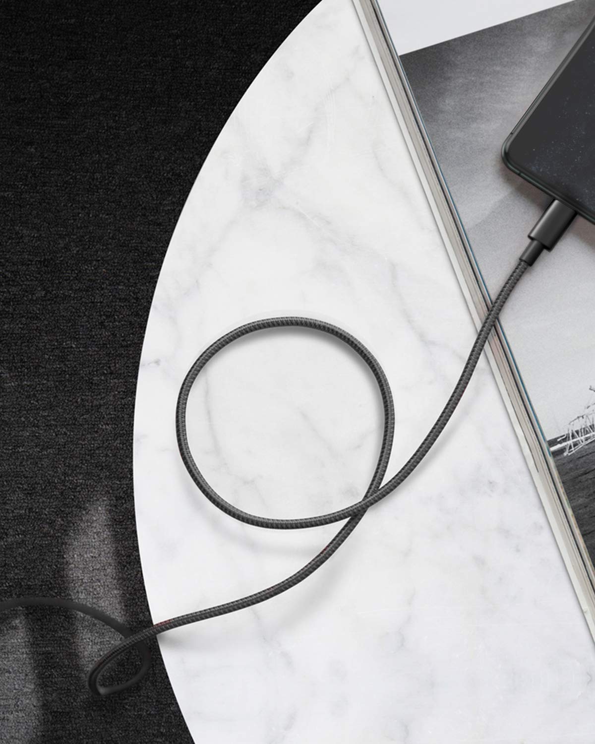 New Nylon USB C to Lightning Cable (6FT / Black)
