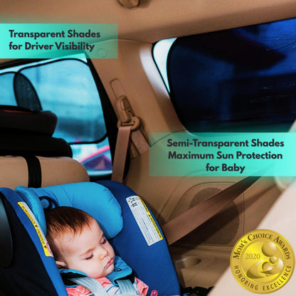 Car Window Shades (2x Semi-Transparent + 2x Transparent / 25x16in (64x41cm))