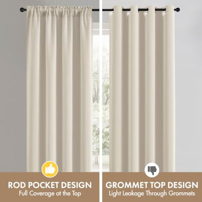 4 Panels Rod Pocket Blackout Window Curtains for Bedroom