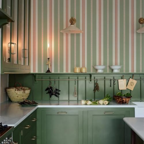 Striped Wallpaper (Green / 17.3"x118")