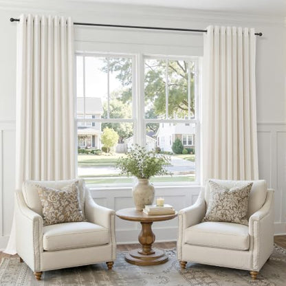 Natural Grommet Linen Curtains 64 Inches Long for Living Room (Natural / 52"W x 64"L (Pack of 2))