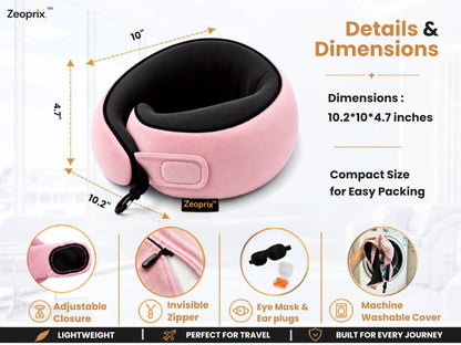 Travel Neck Pillow for Airplane (Pink)