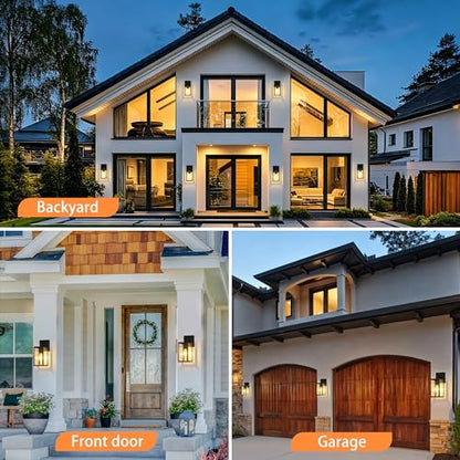 10.6" Motion Sensor Outdoor Wall Sconce Clear Glass Waterproof Exterior Wall Light Porch Light Lantern for Garage Patio Doorway Garden