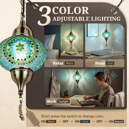 Turkish Moroccan Mosaic Pendant Light (Green)