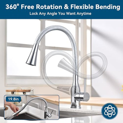 Kitchen Faucet Flexible Silicone Sprayer Single Handle Pull Down Kitchen Sink Faucet