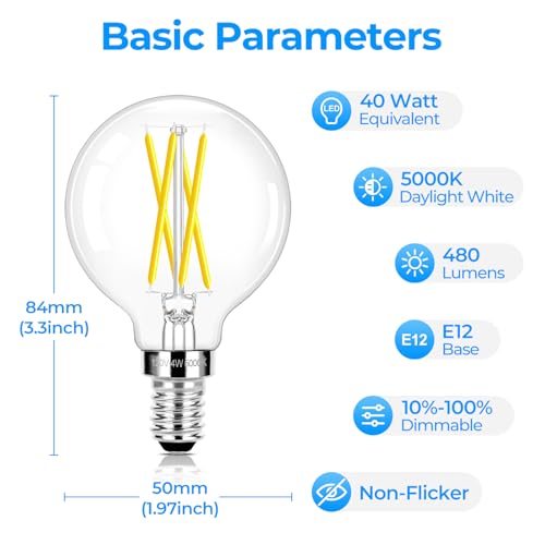 E12 LED Bulb Dimmable (5000k Daylight White / E12 Small Base)
