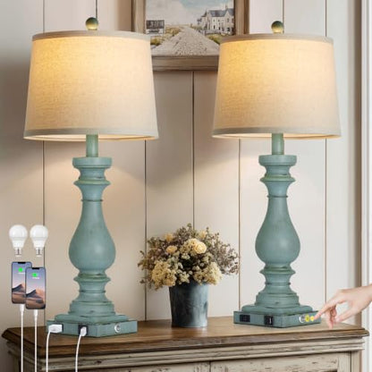 29" Tall Farmhouse Table Lamp for Living Room Side Table
