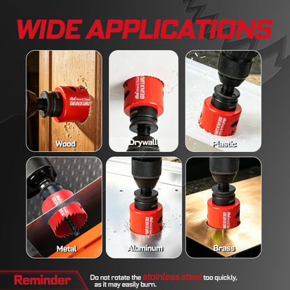 1-3/8 in(35mm) Hole Saw Set, HSS Bi-Metal Hole Cutter with Arbor and Hex Wrench, 5PCS Hole Saw Kit for Wood, Drywall, PVC Boards, Thin Metal & Plastic (5 PCS 1-3/8" Hole Saw Set)