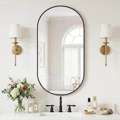 24" x 48" Oval Bathroom Mirror (Black / 24"L x 48"W / Oval)