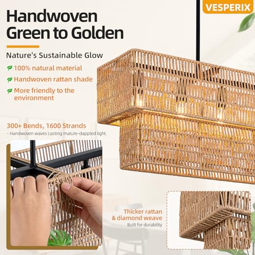 Large Rattan Chandelier