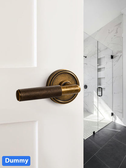 Knurled Door Lever Antique Brass Retro Double Dummy Door Lever (Antique Brass Retro)
