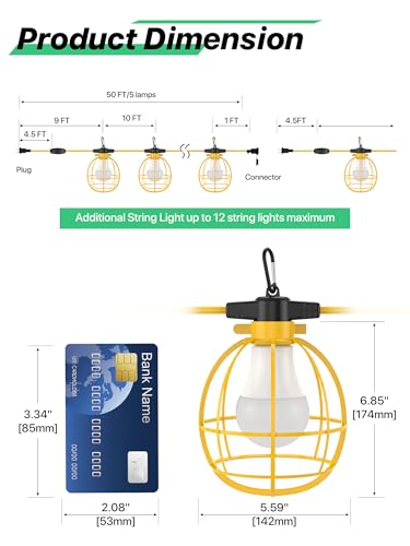 Ipckorin Led Construction String Lights 75W 50FT&150W 100FT