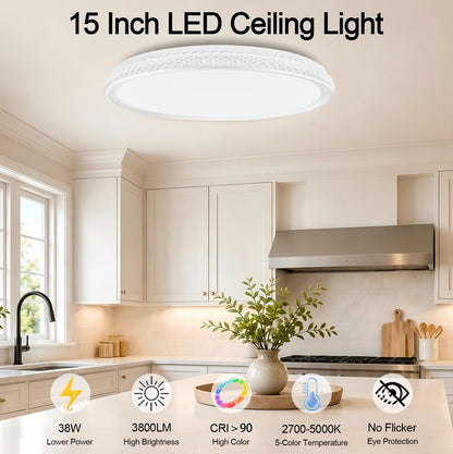 15 Inch LED Flush Mount Ceiling Light (White / 15 Inch)