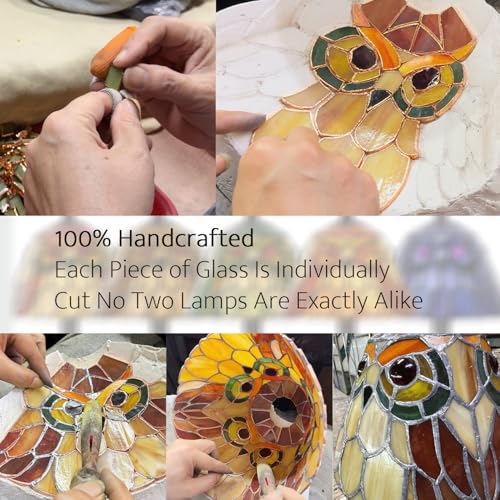 Tiffany Style Table Lamp Stained Glass Vintage Owl Bedside Light