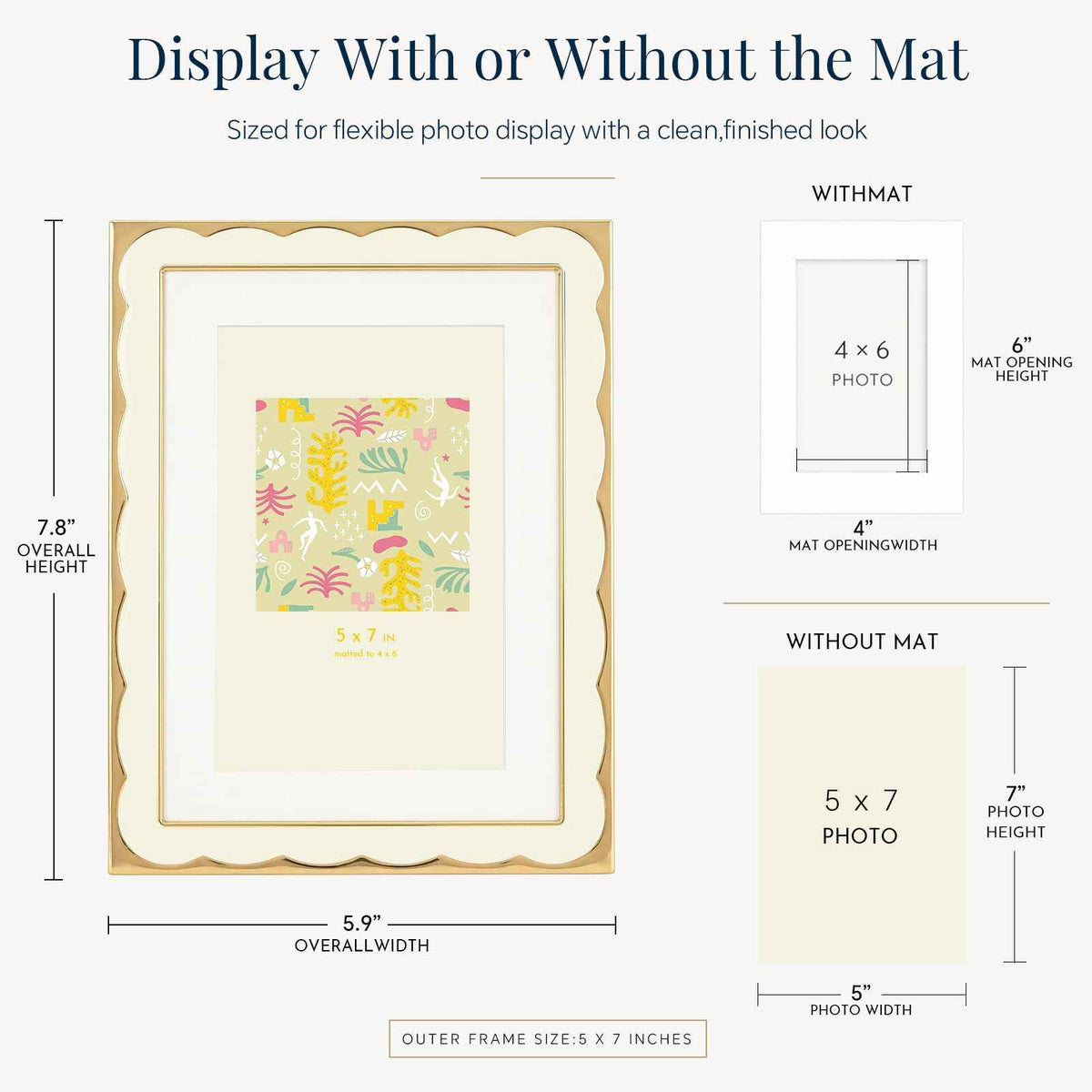 5x7 Scalloped Enamel Picture Frame (Cloud Ivory / 5x7)