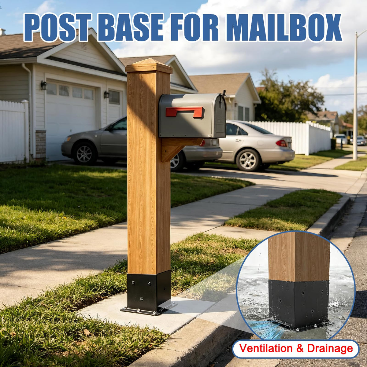 2 Pcs 6"x 6" Post Base Fit (Black / 6"x 6")