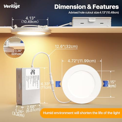 2 Pack 4 Inch LED Recessed Lights with Night Light (White-4 Inch / 2 Pack)