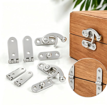 20 Sets Silver Right Latch Hook Hasp & Hinges Kit with Matching Screws (Silver)