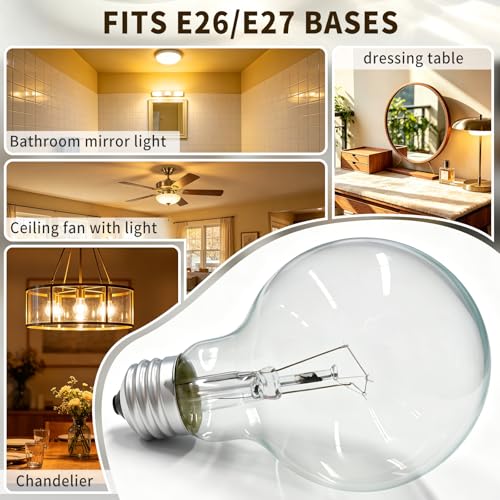 40W Clear Incandescent Bulbs G25 Globe Light Bulbs for E26