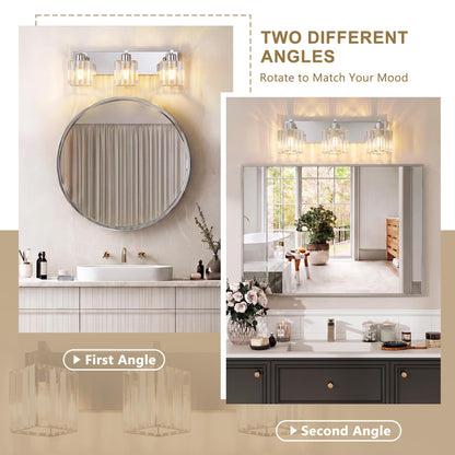 Modern Bathroom Vanity Light (Chrome & Square / 3-Light)