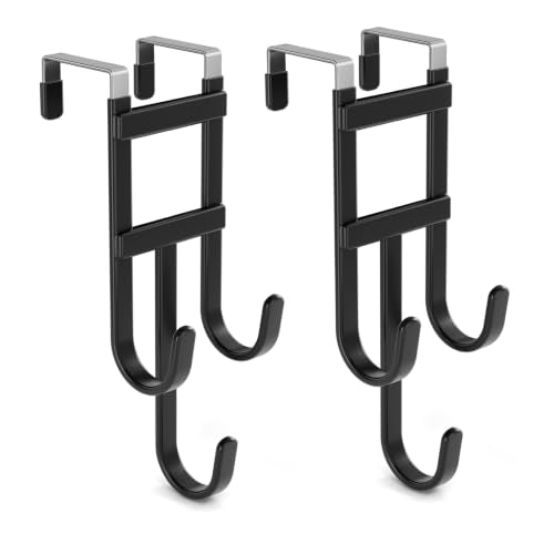 2 Packs Over the (Black / Long hooks-2 Packs Fit 1 1/2" Interior Door)