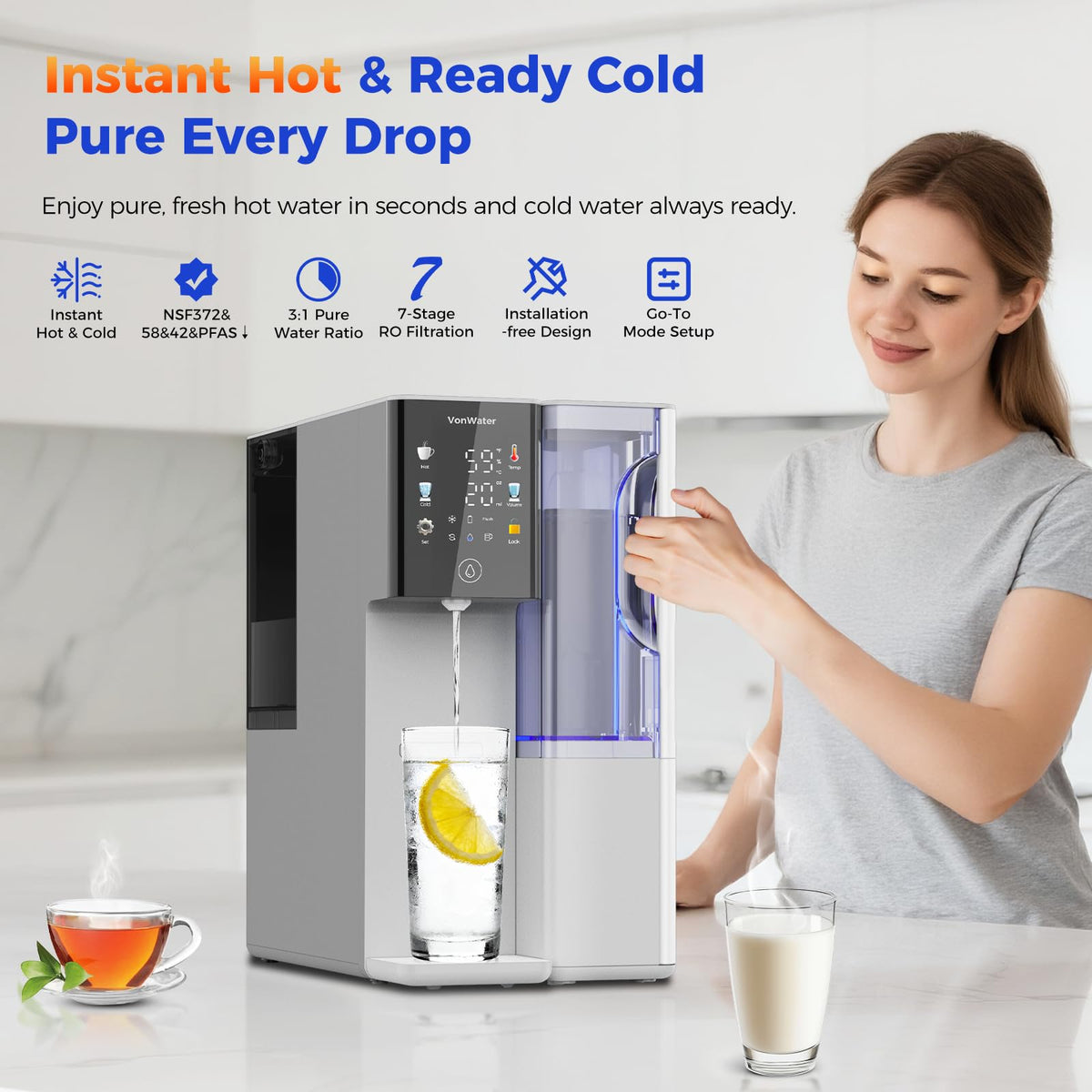 C5 Countertop Reverse Osmosis Water Filter (Silver Gray)