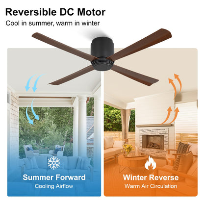 54 Inch Wet Rated Ceiling Fan without Light (Black and Walnut / 54")