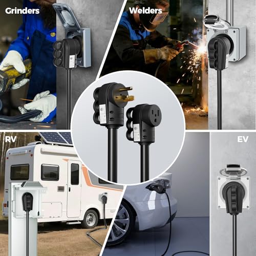 2-in-1 NEMA 6-50P/6-30P Welder Plug, 30A/50A 250V 3-Prong Male Replacement Plug, Heavy Duty Rewirable 220V Plug for Welder/Generator, Industrial Grade,2 Pole 3 Wire, ETL Listed