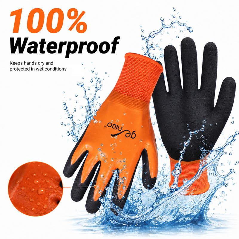 Waterproof Work Gloves for Men Women Double Nitrile Coated Gloves with Non
