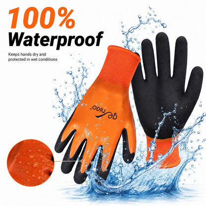 Waterproof Work Gloves for Men Women Double Nitrile Coated Gloves with Non