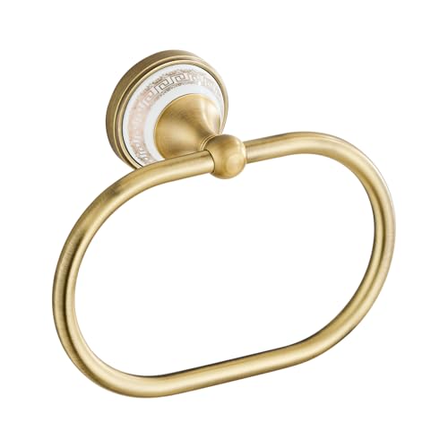Towel Ring Wall Mounted Antique Brass Towel Holder for Bathroom (Antique Bronze Oval)