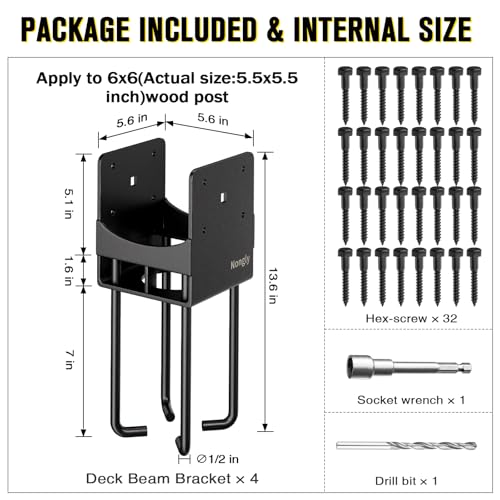 U Shape Post Base with Air Flow Channel Concrete Post Anchor Heavy Duty Stainless Steels 6x6 (6x6)