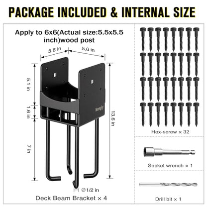 U Shape Post Base with Air Flow Channel Concrete Post Anchor Heavy Duty Stainless Steels 6x6 (6x6)