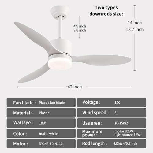 42'' Ceiling Fans with Lights and Remote