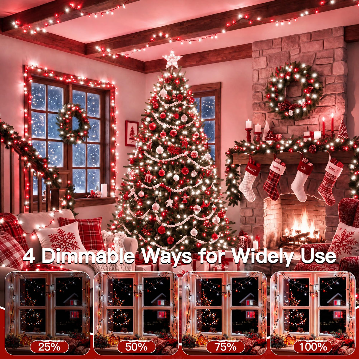 500 LED Christmas Lights Outdoor (Red and White / 500 LED)