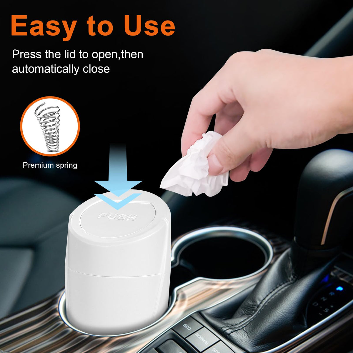 Car Trash Can (White / Round)