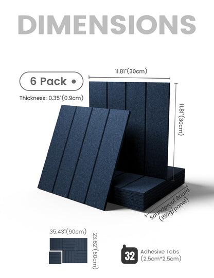 Felt Bulletin Board & Cork Board Alternative 36'' x 24'' (Carbon Blue-1 / Bold-stripe 6-pack)