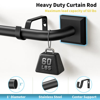 Black Curtain Rods for Windows 66 (Black / 66"-184")