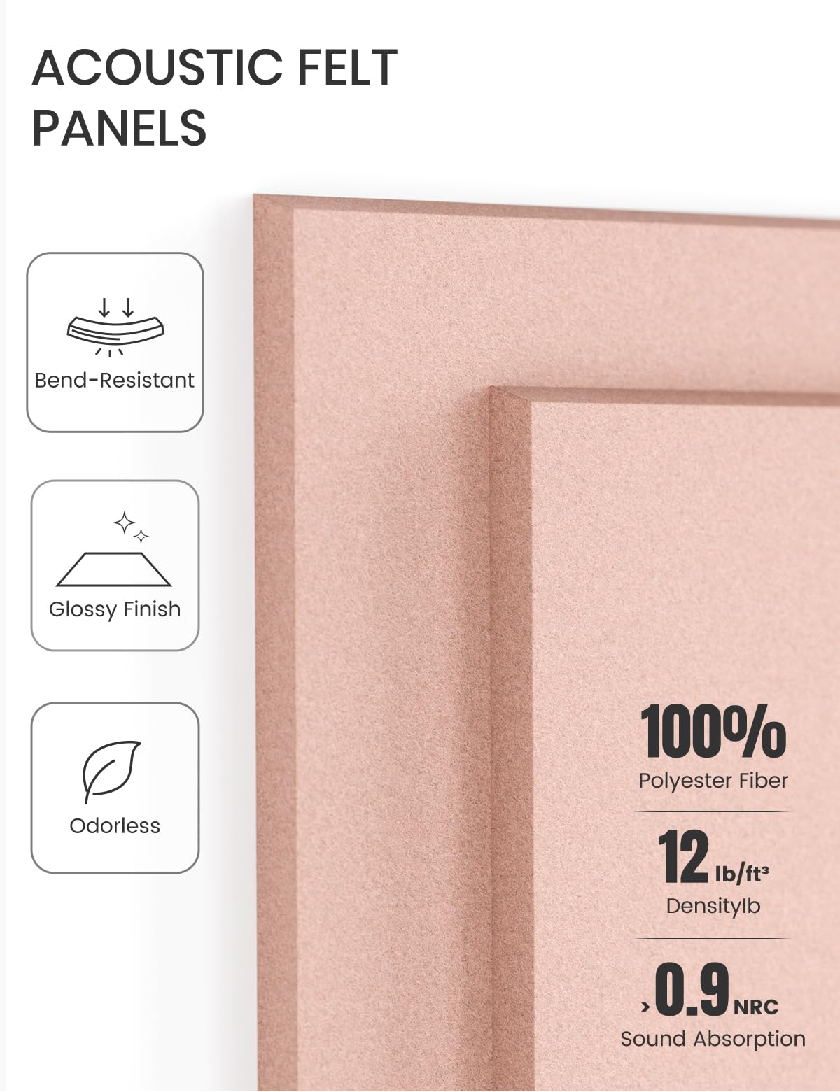Felt Bulletin Board & Cork Board Alternative 48'' x 36'' (Pink-1 / Solid tile 6-pack)