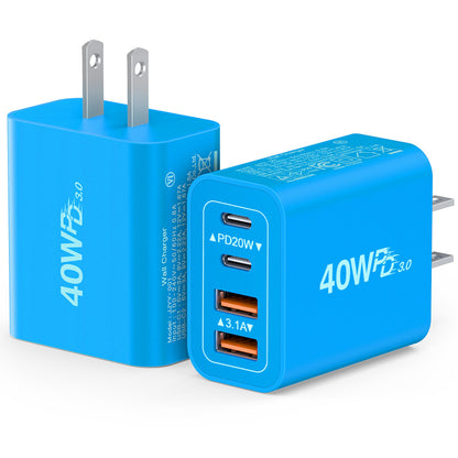 40W 2Pack] Wall Charger (2Pack Light Blue / 40W)