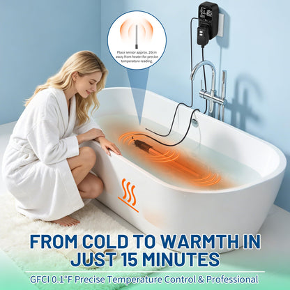 1800W Portable Immersion Water Heater with GFCI & Thermostat (Charcoal)