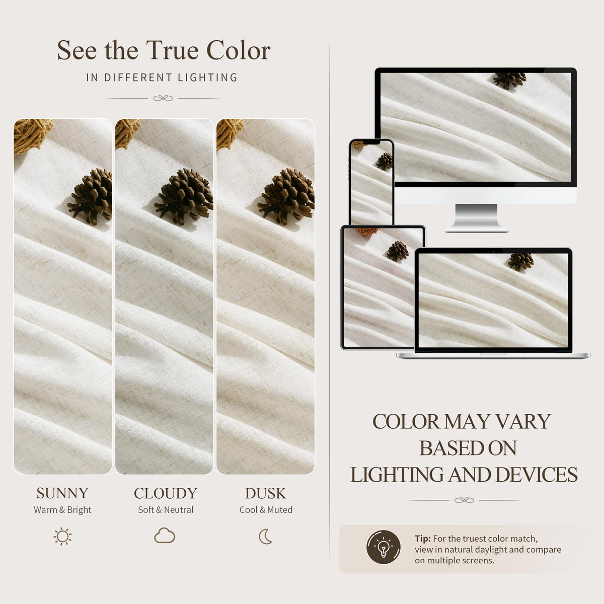 Natural Linen Curtains 87 Inches Long for Living Room 2 Panels (Natural / 52"W x 87"L (Pack of 2))