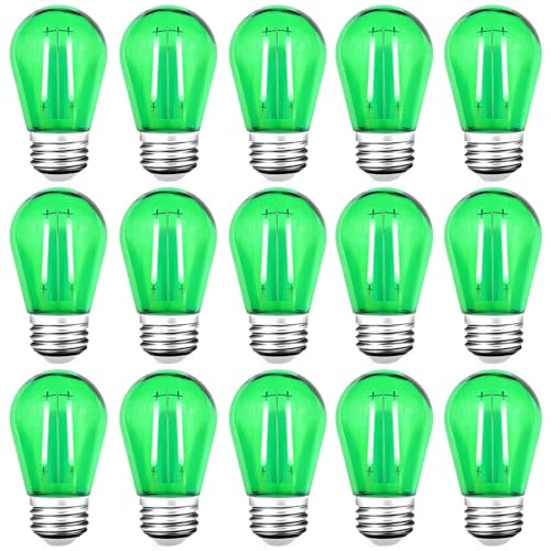 S14 LED Shatterproof 2 Watt String Light Bulbs Plastic Waterproof E26 Base Filament Edison Outdoor Replacement Christmas Light Bulbs