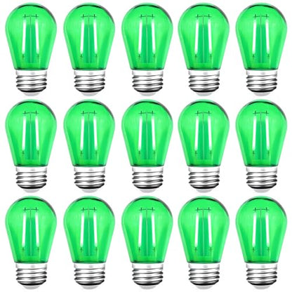 S14 LED Shatterproof 2 Watt String Light Bulbs Plastic Waterproof E26 Base Filament Edison Outdoor Replacement Christmas Light Bulbs