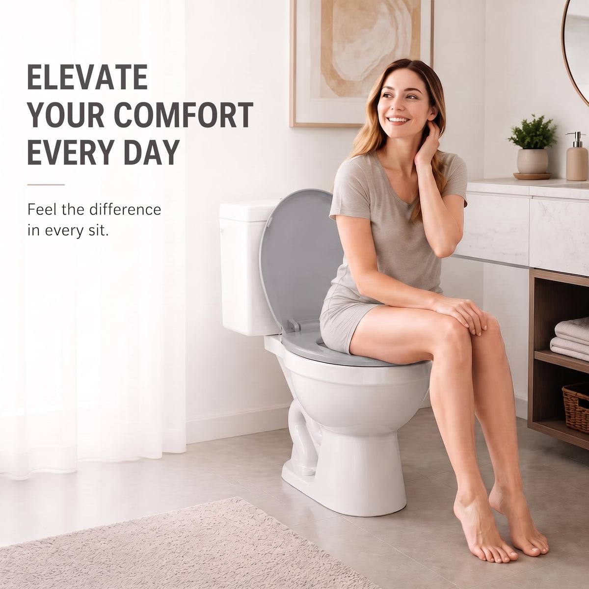 Toilet Seat Round (Ice Gray / Round 16.5inch)