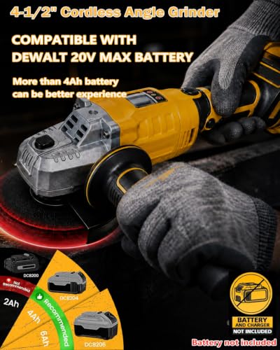Cordless 4 1 2 inch Angle Grinder Compatible with DEWALT 20V Battery
