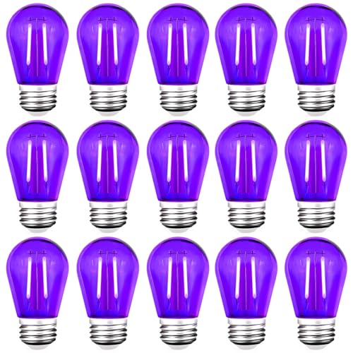 15 Pack S14 LED Purple Light Bulbs (Purple)