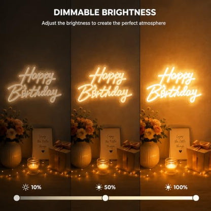 Dimmable Happy Birthday Neon LED Sign for Backdrop